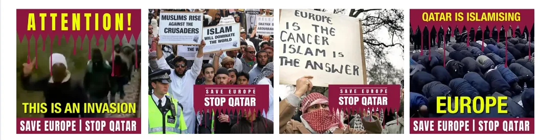 Figure 16. Images carrying the “Save Europe | Stop Qatar” banner.