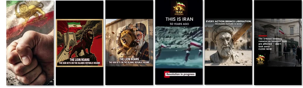 Figure 36. TikTok advertisements from the 2026 Iran material aimed at Europe.