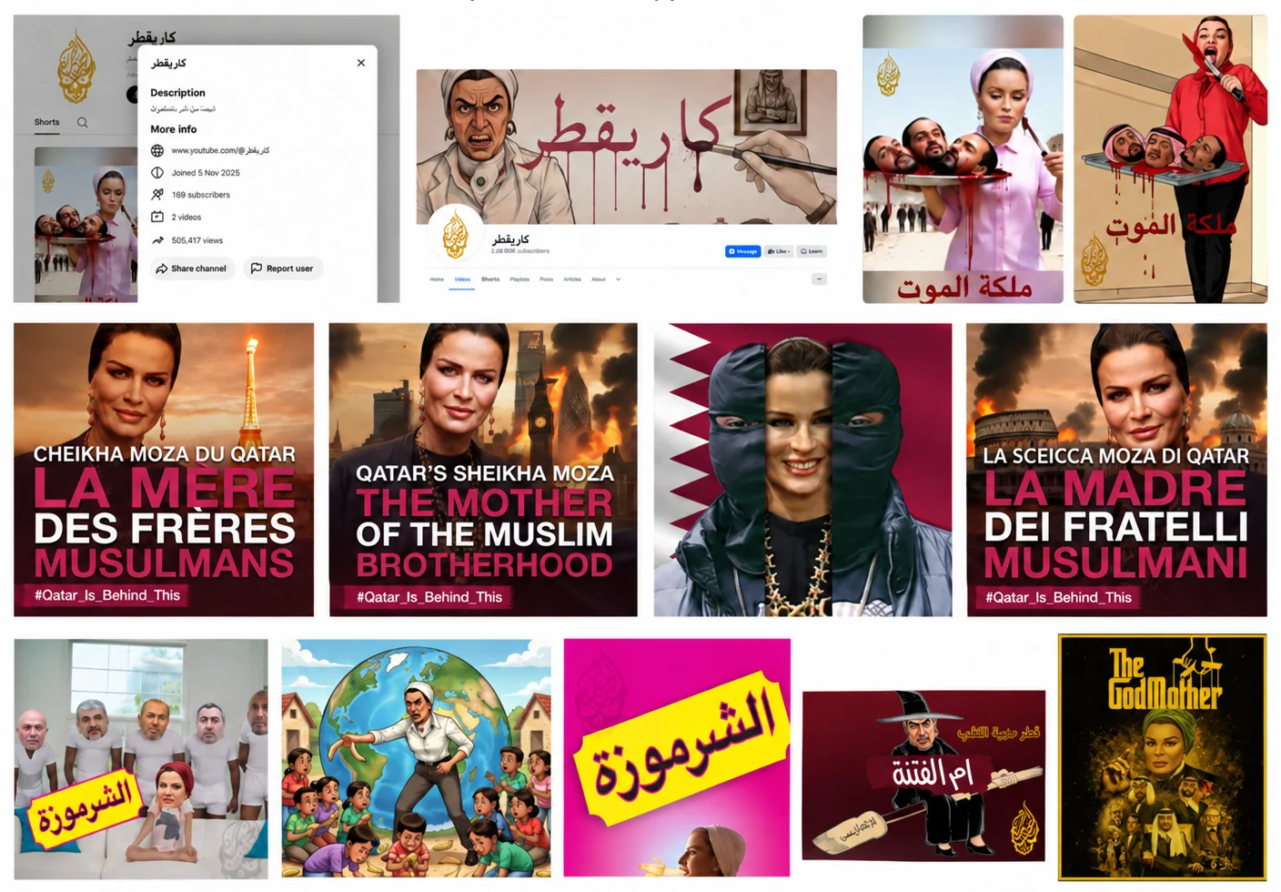 Figure 30. Images of Shaikha Moza from the campaign, including the  YouTube channel.